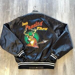 Vintage 80s | Auburn Sportswear | Satin Bomber Jacket Deer Hunting | Size L